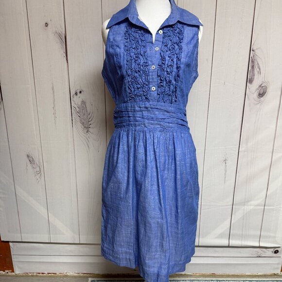 Lilly Pulitzer Essie Dress Size 10 Sleeveless, Ruffles, Blue Style 17183 EUC!!! - Picture 1 of 14
